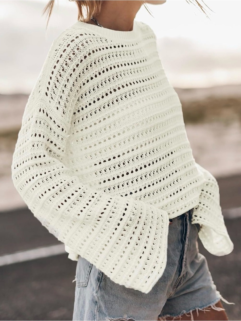 NWOT Oversized Knit Crochet Sweater